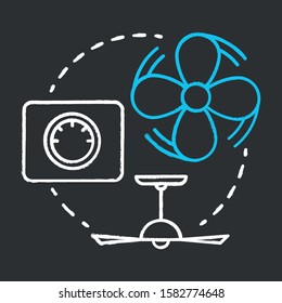 Ventilation control chalk concept icon. Smart house system idea. Innovative technology for apartment. Fresh air management. Controlling airflow. Vector isolated chalkboard illustration