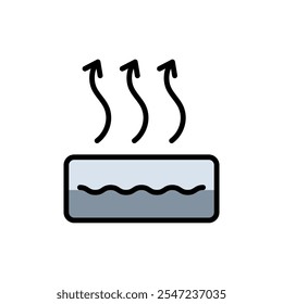 Ventilation and cooling systems, heating. Indoor climate control. Fans, vents and temperature regulation equipment. Air Conditioning outline icon. Isolated vector illustration.