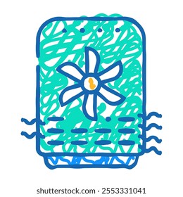 vetor de esboço de ícone de doodle de gadget de ventilação. sinal de gadget de ventilação. ilustração de símbolo isolado