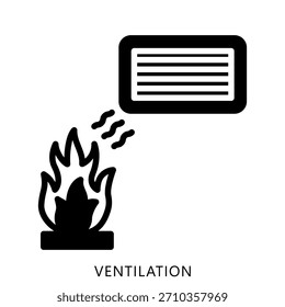 Belüftung Glyph Icon Mini-Illustration, verwenden für moderne Konzept, Print, UI, UX-Kit, Web-und App-Entwicklung. Vektor verwandt mit Feuerwehrmann, Rettung und mehr