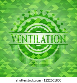 Ventilation green emblem with mosaic background