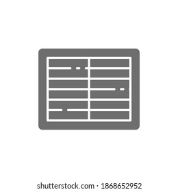 Ventilation grill, supply ventilation system grey icon.