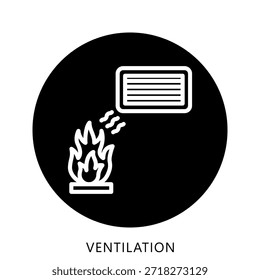 Ventilation Icon Button Mini Illustration, Use For Modern Concept, Print, Ui, Ux Kit, Web And App Development. Vector Related To Firefighter, Rescue And More