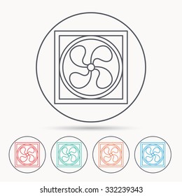Ventilation icon. Fan or propeller sign. Linear circle icons.