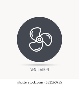 Ventilation icon. Fan or propeller sign. Round web button with flat icon. Vector