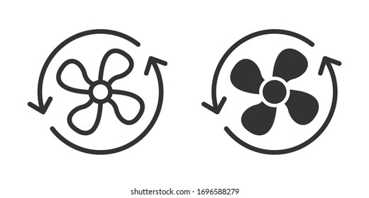 Icono de ventilación en dos versiones con un diseño simple. Ilustración del vector