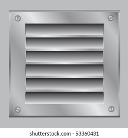 The ventilation lattice fastened by bolt on the gray background