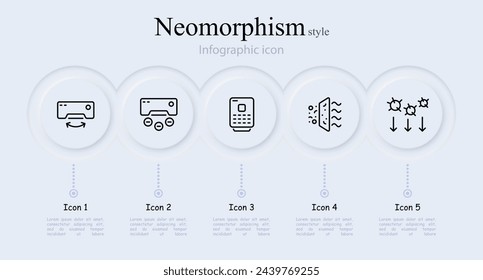 Ventilation line icon set. Air, coolness, wind, air conditioning, heat, blowing, summer, warmth, freshness, smell. Neomorphism style. Vector line icon for Business