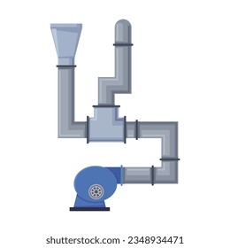 Ventilation pipe vector. Vent, metal air ducts, tube for factories, air conditioners on white background. Ventilation concept