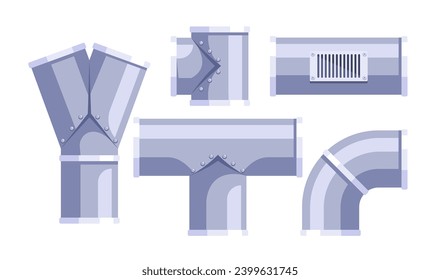 Ventilation Pipes Set. Conduits To Circulate Air And Remove Pollutants From Enclosed Spaces, Enhance Indoor Air