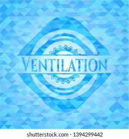 Ventilation realistic light blue emblem. Mosaic background