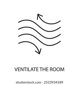 Ventilação do vetor de ícone de linha de ambiente com traçado editável.