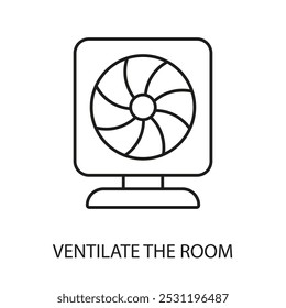 Ventilación del Vector del icono de línea de la habitación con trazo editable.