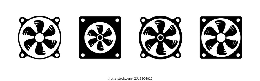 Iconos de conjunto de ventilación. Estilo de silueta. Iconos del vector.