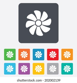 Ventilation sign icon. Ventilator symbol. Rounded squares 11 buttons. Vector