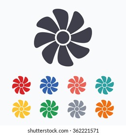 Ventilation sign icon. Ventilator symbol. Colored flat icons on white background.