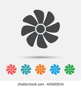 Ventilation sign icon. Ventilator symbol. Graphic element on white background. Colour clean flat ventilation icons. Vector