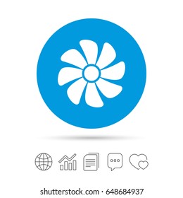 Ventilation sign icon. Ventilator symbol. Copy files, chat speech bubble and chart web icons. Vector
