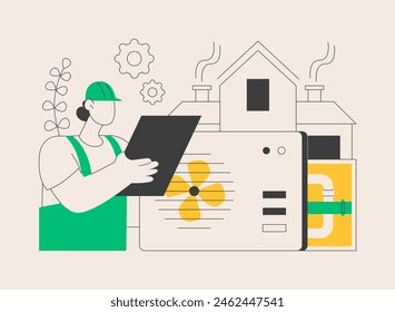 Ventilation system abstract concept vector illustration. Mechanical ventilation, airing and cooling system maintenance, exhaust fan, new air flow exchange, improve air quality abstract metaphor.