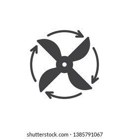 Ventilation vector icon. Propeller rotating arrows filled flat sign for mobile concept and web design. Fan rotation direction glyph icon. Symbol, logo illustration. Pixel perfect vector graphics
