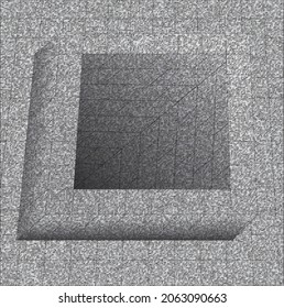 Ventilation well. 3d background. Grunge gray  Tiles. Vector illustration