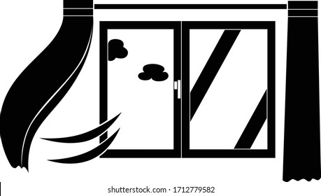 Ventilation Window Curtain Cloud Illustration Icon