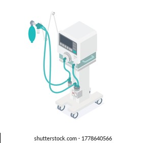 Ventilator for artificial ventilation, Medical Machine hospital diagnostic equipment healthcare technology isolated object 3d