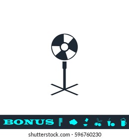 Ventilator, blower, propeller icon flat. Black pictogram on white background. Vector illustration symbol and bonus button