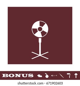Ventilator, blower, propeller icon flat. White pictogram on brown background. Vector illustration symbol and bonus icons