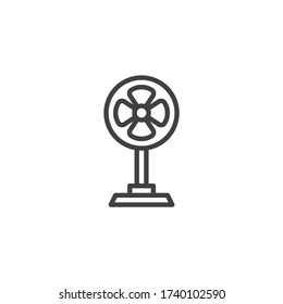 Ventilator, fan line icon. Air cooling linear style sign for mobile concept and web design. Table Fan outline vector icon. Symbol, logo illustration. Vector graphics