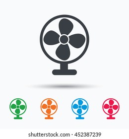 Ventilator icon. Air ventilation or fan symbol. Colored flat web icon on white background. Vector