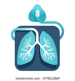 Ventilator icon - equipment for mechanical ventilation of lungs - medical equipment emblem . Vector illustration