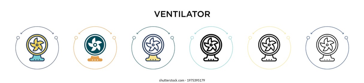 Ventilator icon in filled, thin line, outline and stroke style. Vector illustration of two colored and black ventilator vector icons designs can be used for mobile, ui, web