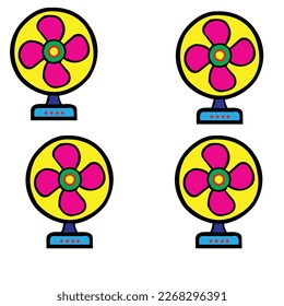 Icono del ventilador Símbolo de ventilador de tabla, ilustración del logotipo.Ventilador de tabla, ilustración vectorial del soplador de viento.
 Dispositivo de refrigeración de aire, ventilador eléctrico aislado en fondo blanco. Icono vectorial del ventilador eléctrico. 