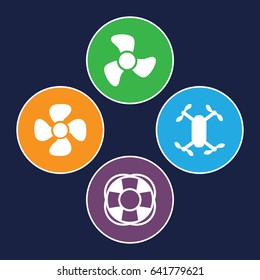 Ventilator icons set. set of 4 ventilator filled icons such as fan