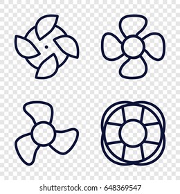 Ventilator icons set. set of 4 ventilator outline icons such as