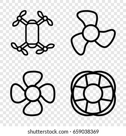 Ventilator icons set. set of 4 ventilator outline icons such as fan