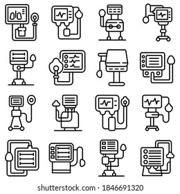 Ventilator Medical Machine icons set. Outline set of Ventilator Medical Machine vector icons for web design isolated on white background