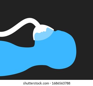 Ventilator to save patient and person with respiratory and health problen. Face mask and tube - medical and medicinal equiment and tool. Vector illustration.