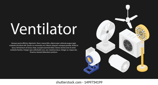 Ventilator set concept banner. Isometric illustration of ventilator set vector concept banner for web design