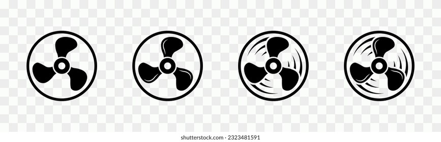 Ventilator vector icon set. Propeller and fan sign. Cooler icon collection. Refrigeration symbol. Vector illustrator.