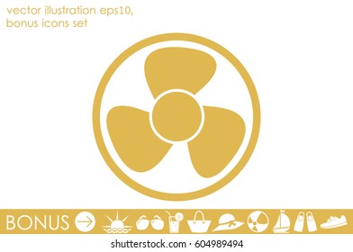 ventilator vector illustration eps10. Isolated badge fan for website or app - stock graphics