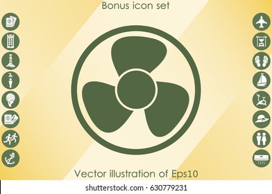 ventilator vector illustration eps10. Isolated badge fan for website or app - stock graphics