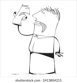 A ventriloquist with angry puppet