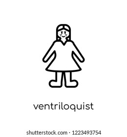 Ventriloquist icon. Trendy modern flat linear vector Ventriloquist icon on white background from thin line Cinema collection, editable outline stroke vector illustration