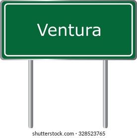 Ventura , California, road sign green vector illustration, road table, USA city