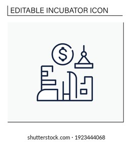 Venture builder line icon. Successfully producing new companies, helps grow and succeed. Profitable investment. Business concept. Isolated vector illustration.Editable stroke