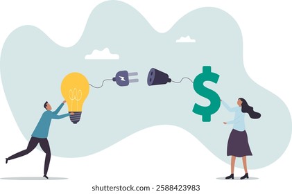 Venture capital or financial support for startup and entrepreneur company, make money idea or idea pitching for fund raising.business concept.flat character.