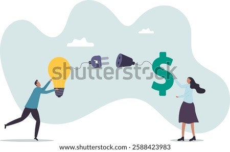 Venture capital or financial support for startup and entrepreneur company, make money idea or idea pitching for fund raising.business concept.flat character.