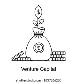 Venture capital icon design, line vector design 